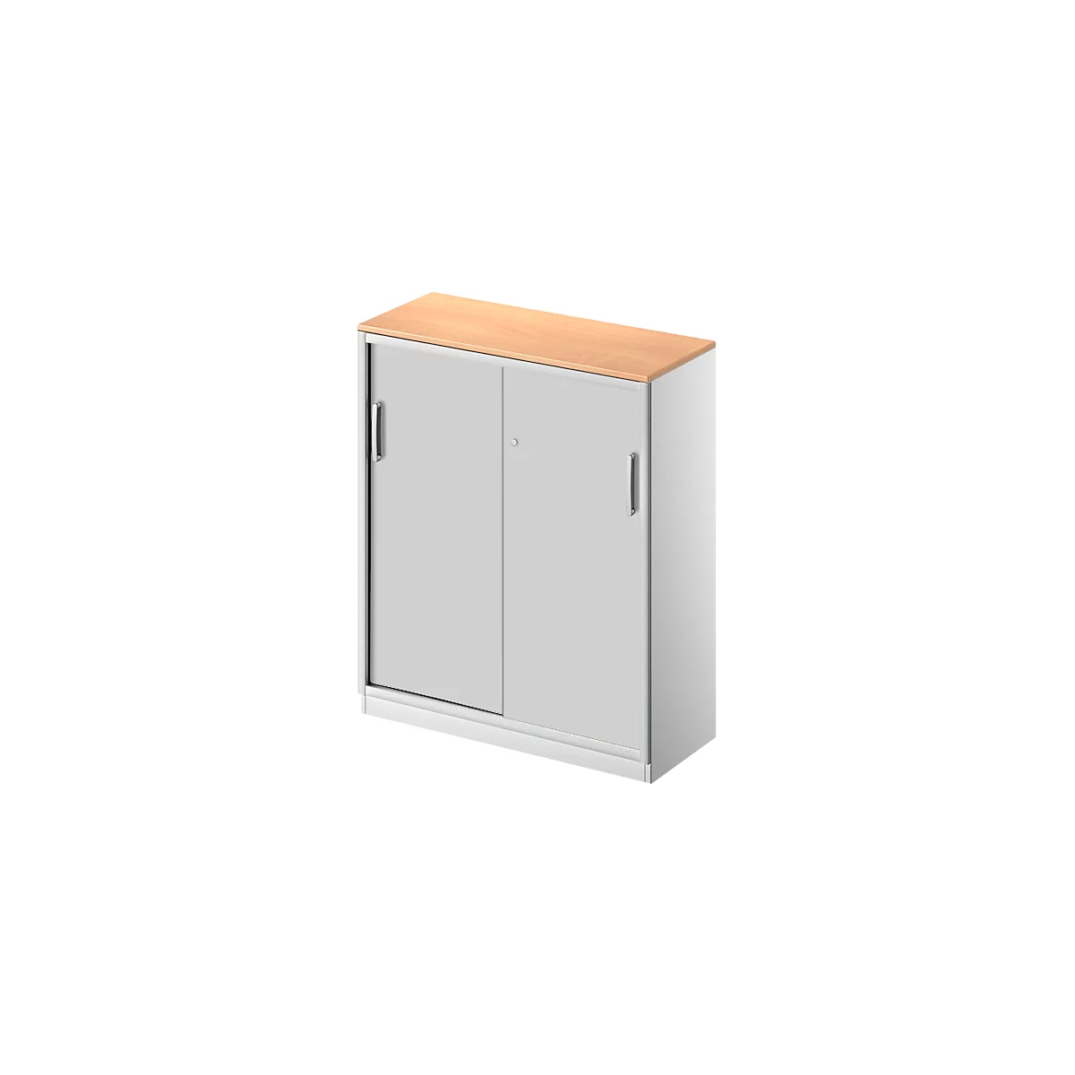 Schäfer Shop Genius Schiebetürenschrank TETRIS SOLID, 3 OH, 2 Fachböden, B 1000 mm, 19 mm Abdeckplatte, Buche-Dekor/weißalu