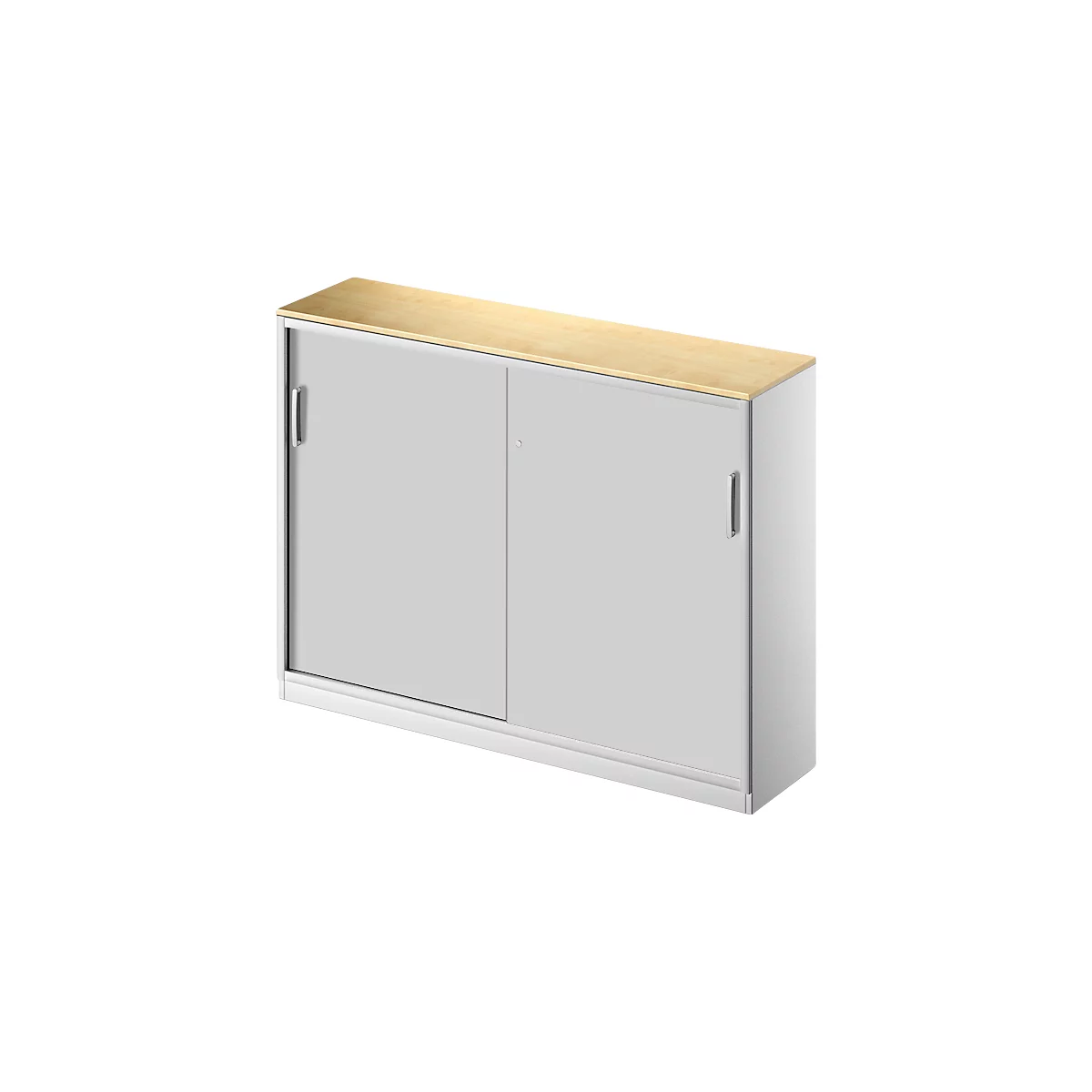 Schäfer Shop Genius Schiebetürenschrank TETRIS SOLID, 3 OH, 2 Fachböden, B 1600 mm, 19 mm Abdeckplatte, Ahorn-Dekor/weißalu