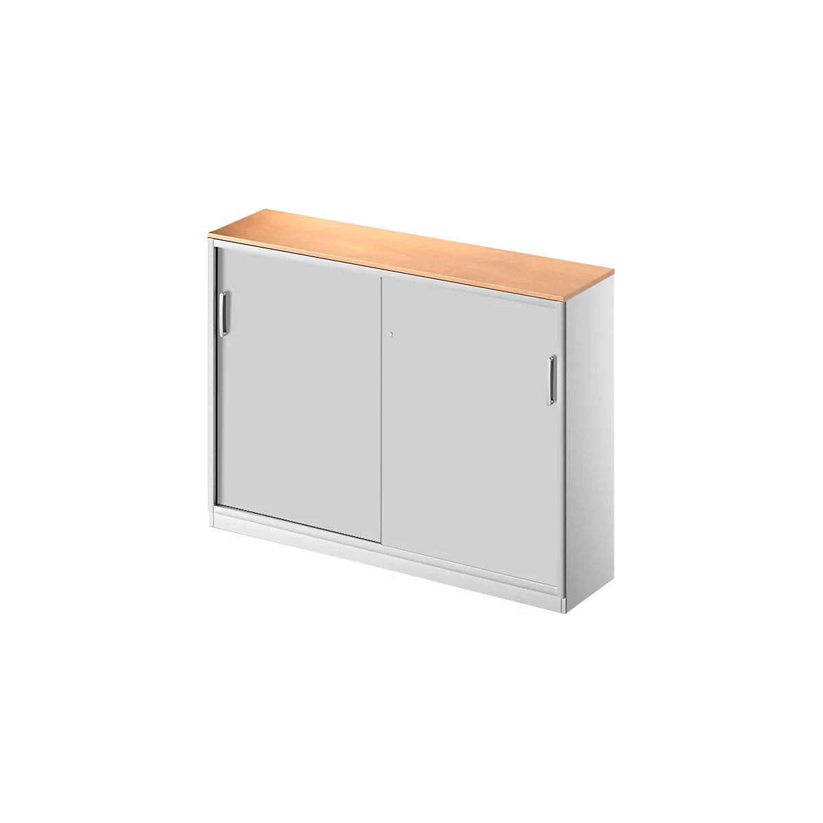 Schäfer Shop Genius Schiebetürenschrank TETRIS SOLID, 3 OH, 2 Fachböden, B 1600 mm, 19 mm Abdeckplatte, Buche-Dekor/weißalu