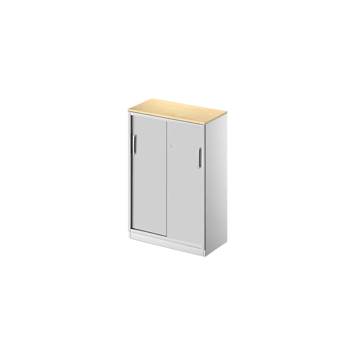 Schäfer Shop Genius Schiebetürenschrank TETRIS SOLID, 3 OH, 2 Fachböden, B 800 mm, 19 mm Abdeckplatte, Ahorn-Dekor/weißalu