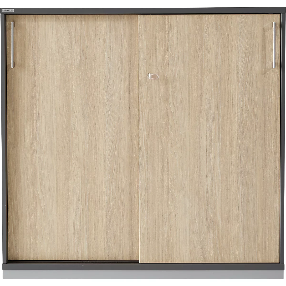 Schäfer Shop Genius Schiebetürenschrank TETRIS WOOD, 3 OH, B 1200 mm, Höhe inkl. Gleiter, graphit/eiche