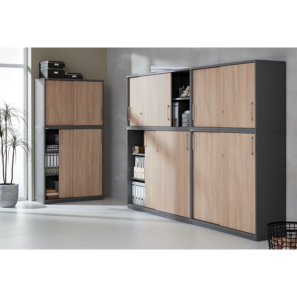 Schäfer Shop Genius Schiebetürenschrank TETRIS WOOD, 3 OH, B 800/1000/1200/1600 mm