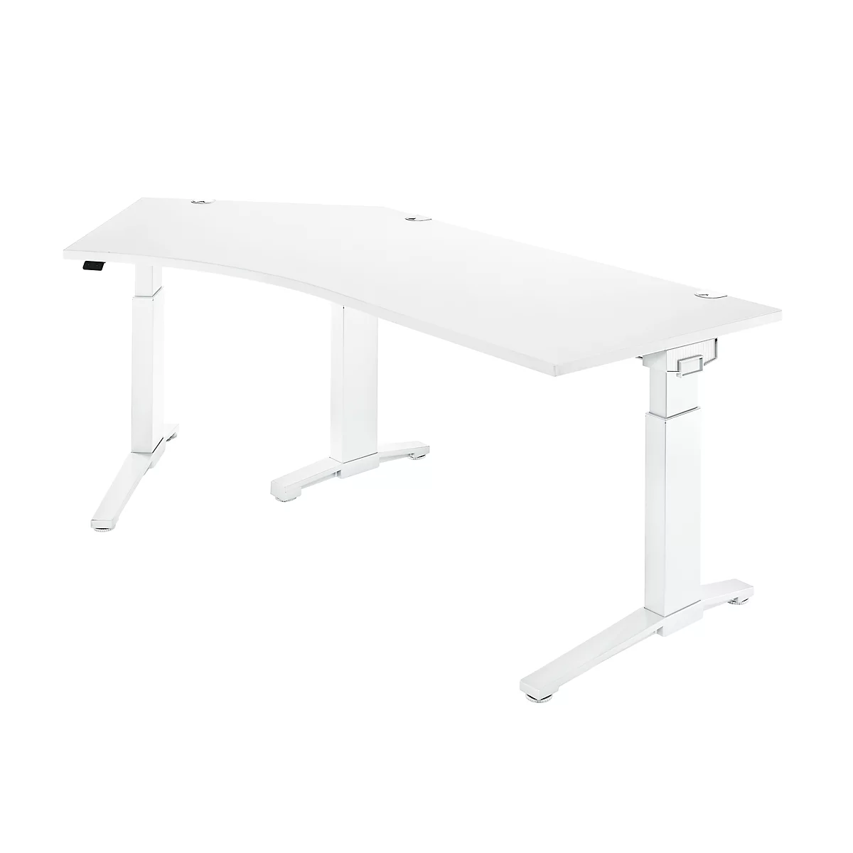Schäfer Shop Genius Schreibtisch 135° Planova Ergostyle , Ansatz links, man. höheneinstellbar, B 2165 x T 800 mm , weiß/weiß