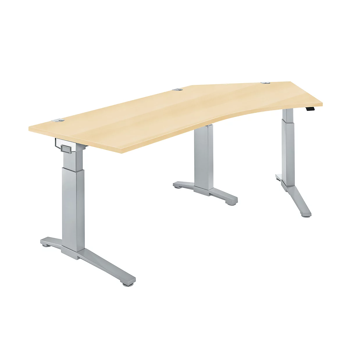 Schäfer Shop Genius Schreibtisch 135° Planova Ergostyle , Ansatz rechts, man. höheneinstellbar, B 2165 x T 800 mm , Ahorn-Dekor/weißalu