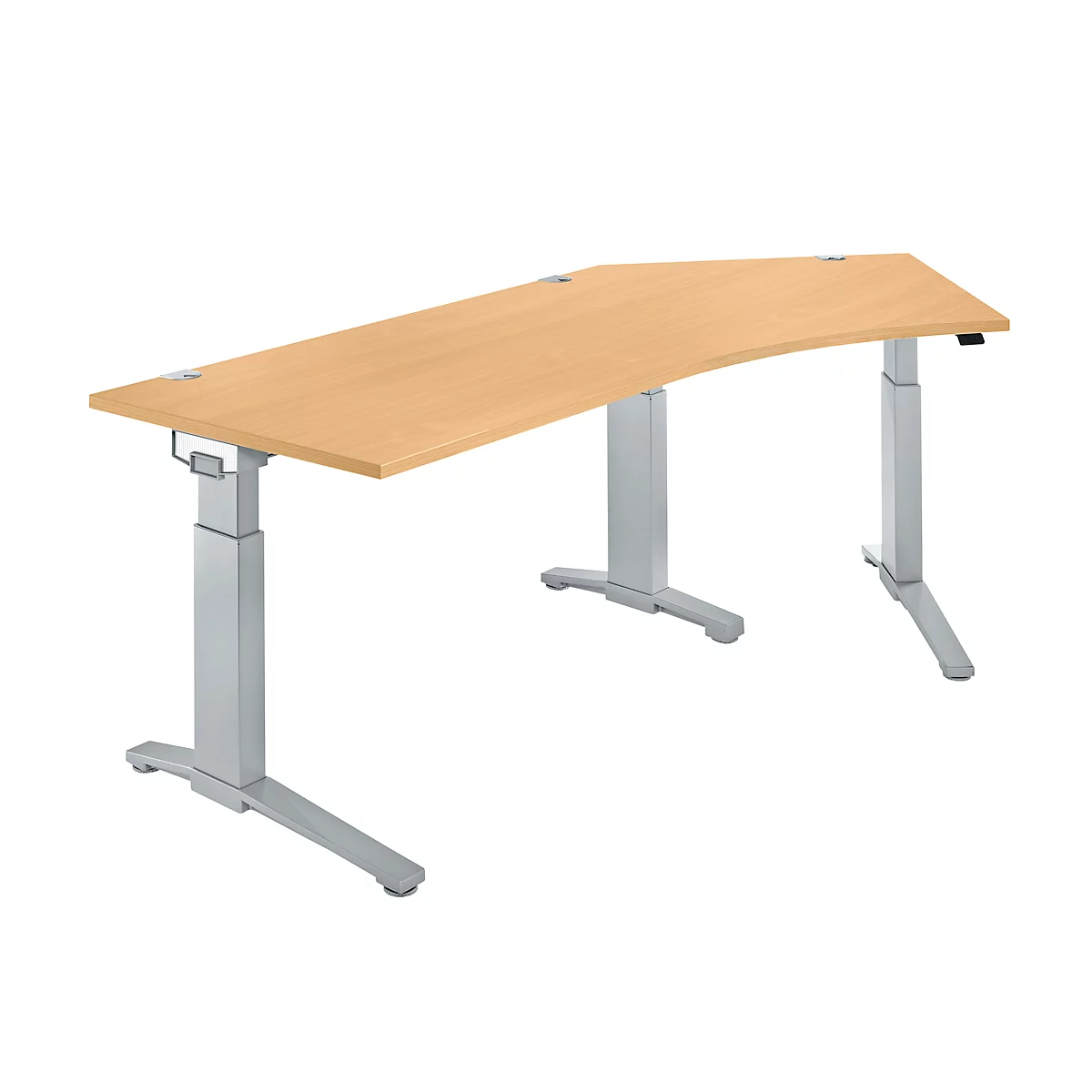 Schäfer Shop Genius Schreibtisch 135° Planova Ergostyle , Ansatz rechts, man. höheneinstellbar, B 2165 x T 800 mm , Buche-Dekor/weißalu
