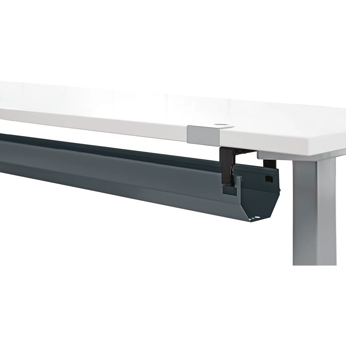 Schäfer Shop Genius Schreibtisch Aero Flex, elektrisch höhenverstellbar, B 1600 x T 800 x H 620-1280 mm, weiß/anthrazit + Kabelkanal