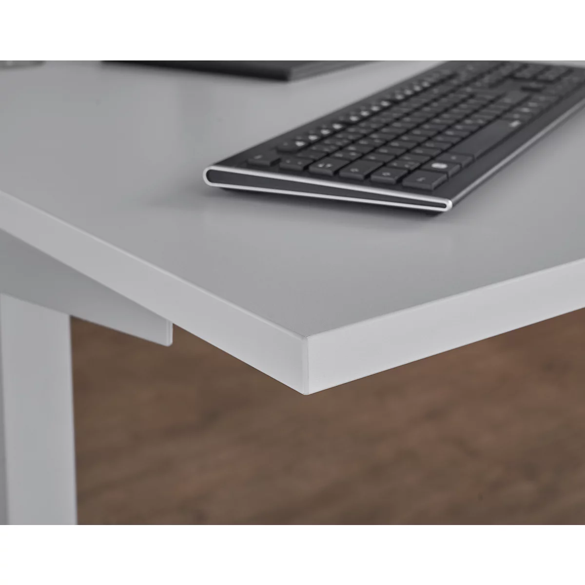 Schäfer Shop Genius Schreibtisch AERO FLEX, elektrisch höhenverstellbar, Rechteck, C-Fuß, B 1200 mm, weiß/schwarz + Memorypanel