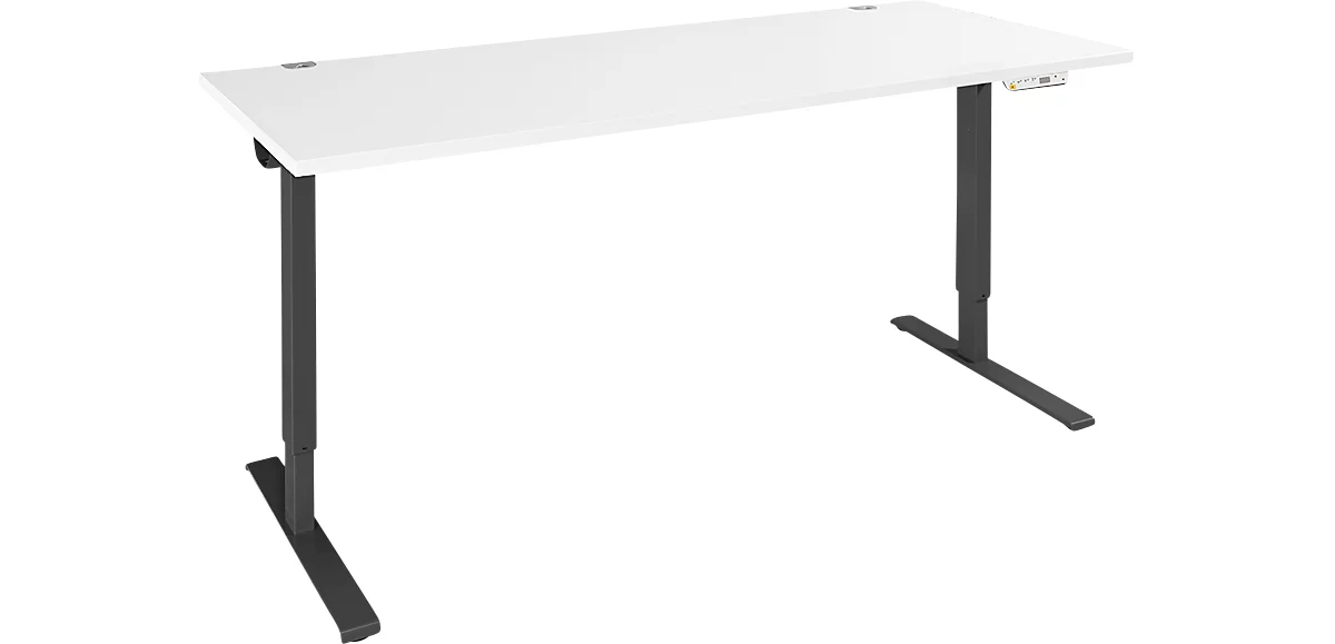 Schäfer Shop Genius Schreibtisch AERO FLEX, elektrisch höhenverstellbar, Rechteck, C-Fuß, B 1600 mm, weiß /schwarz + Memorypanel 