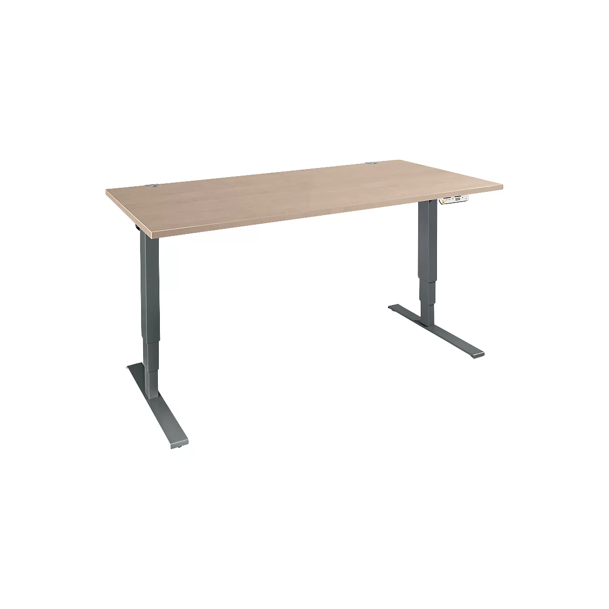 Schäfer Shop Genius Schreibtisch AERO FLEX, elektrisch höhenverstellbar, Rechteck, T-Fuß, B 1200 mm, Eiche/anthrazit + Memorypanel