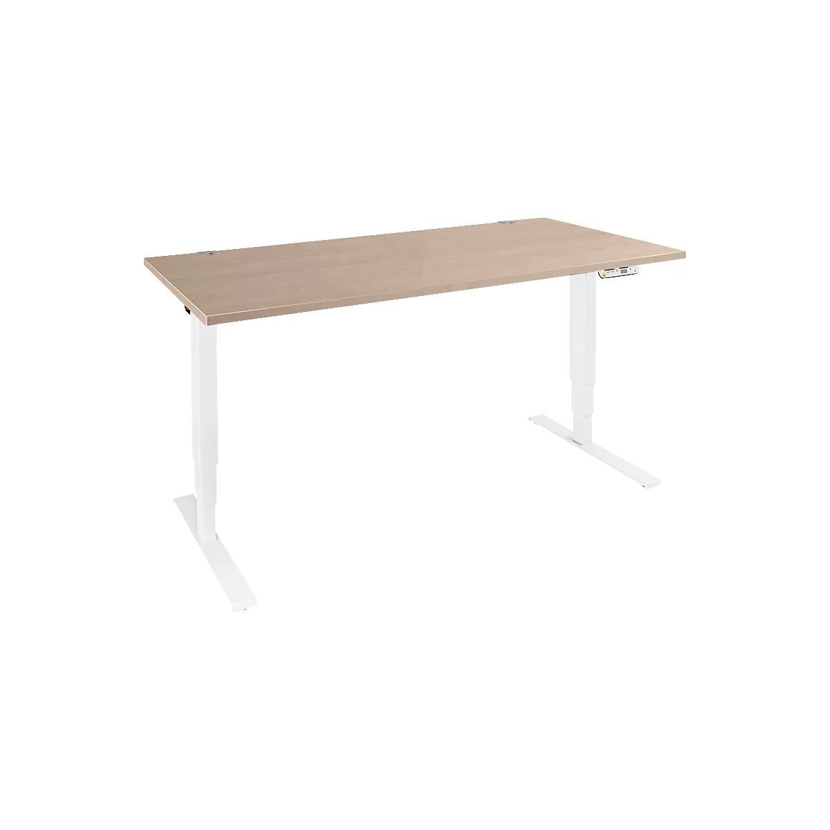Schäfer Shop Genius Schreibtisch AERO FLEX, elektrisch höhenverstellbar, Rechteck, T-Fuß, B 1200 mm, Eiche/weiß + Memorypanel