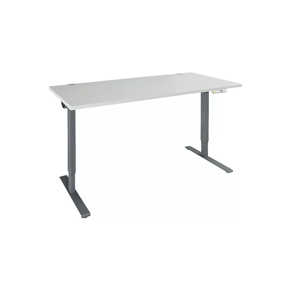Schäfer Shop Genius Schreibtisch AERO FLEX, elektrisch höhenverstellbar, Rechteck, T-Fuß, B 1200 mm, lichtgrau/anthrazit + Memorypanel