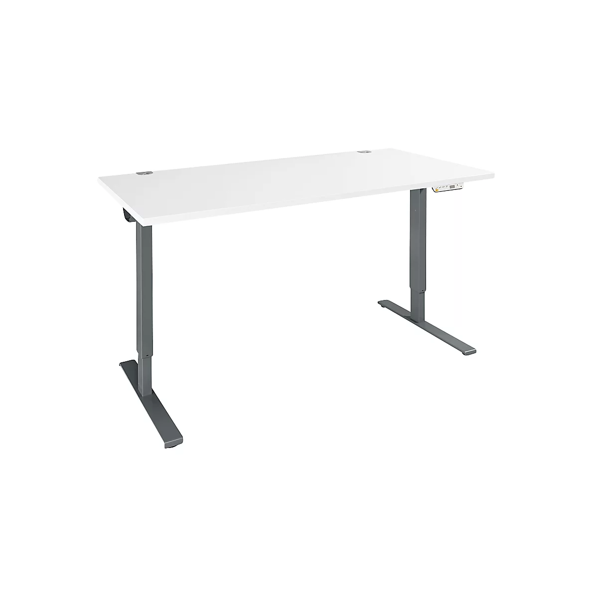 Schäfer Shop Genius Schreibtisch AERO FLEX, elektrisch höhenverstellbar, Rechteck, T-Fuß, B 1200 mm, weiß/antharzit + Memorypanel
