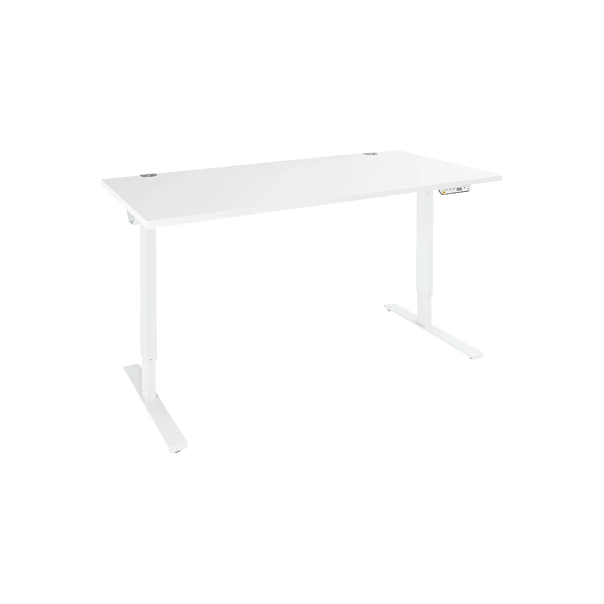 Schäfer Shop Genius Schreibtisch AERO FLEX, elektrisch höhenverstellbar, Rechteck, T-Fuß, B 1200 mm, weiß/weiß + Memorypanel