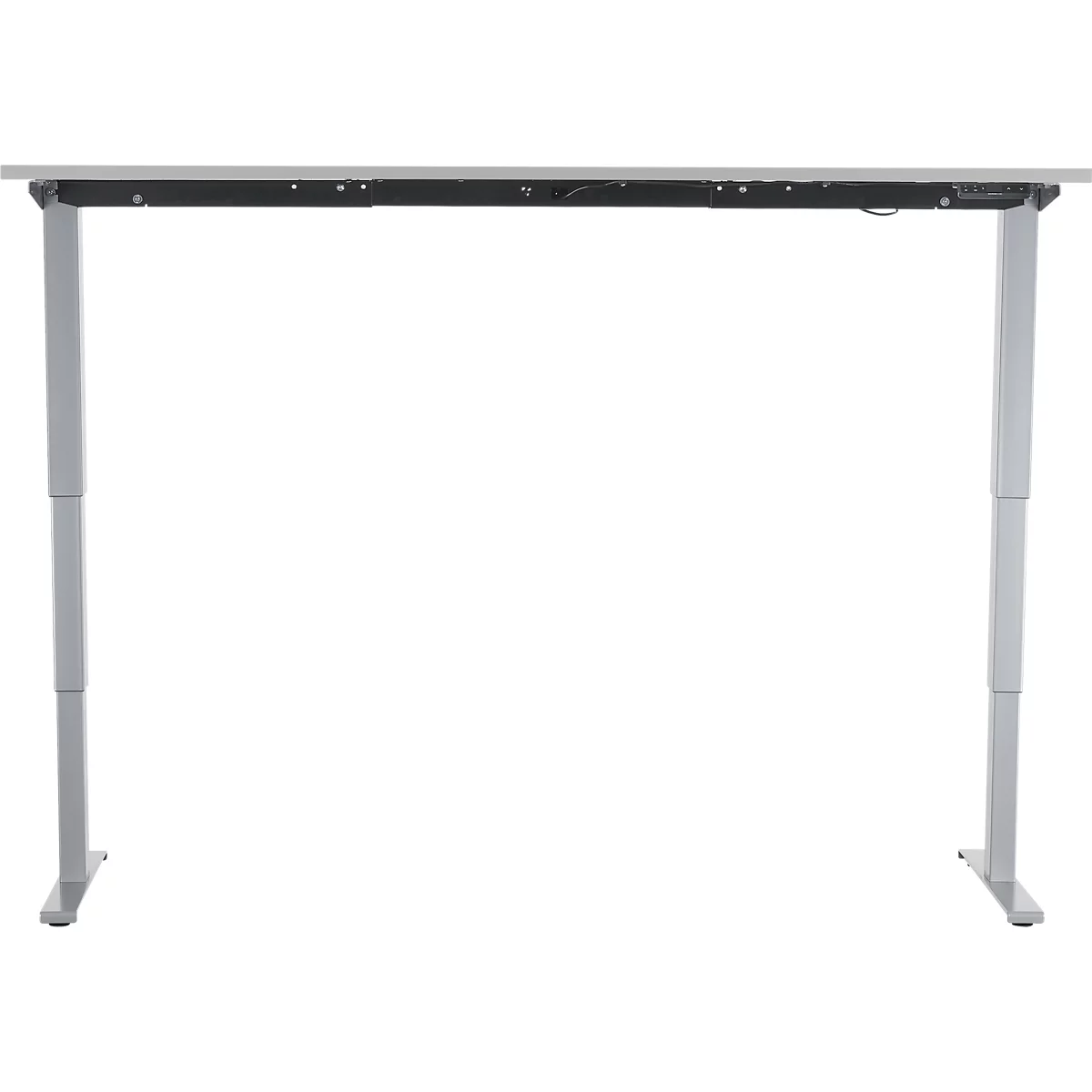 Schäfer Shop Genius Schreibtisch AERO FLEX, elektrisch höhenverstellbar, Rechteck, T-Fuß, B 1600 mm, lichtgrau/weißalu