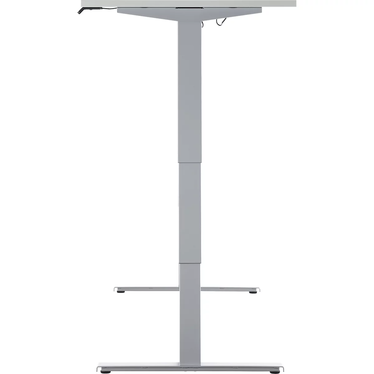 Schäfer Shop Genius Schreibtisch AERO FLEX, elektrisch höhenverstellbar, Rechteck, T-Fuß, B 1600 mm, lichtgrau/weißalu