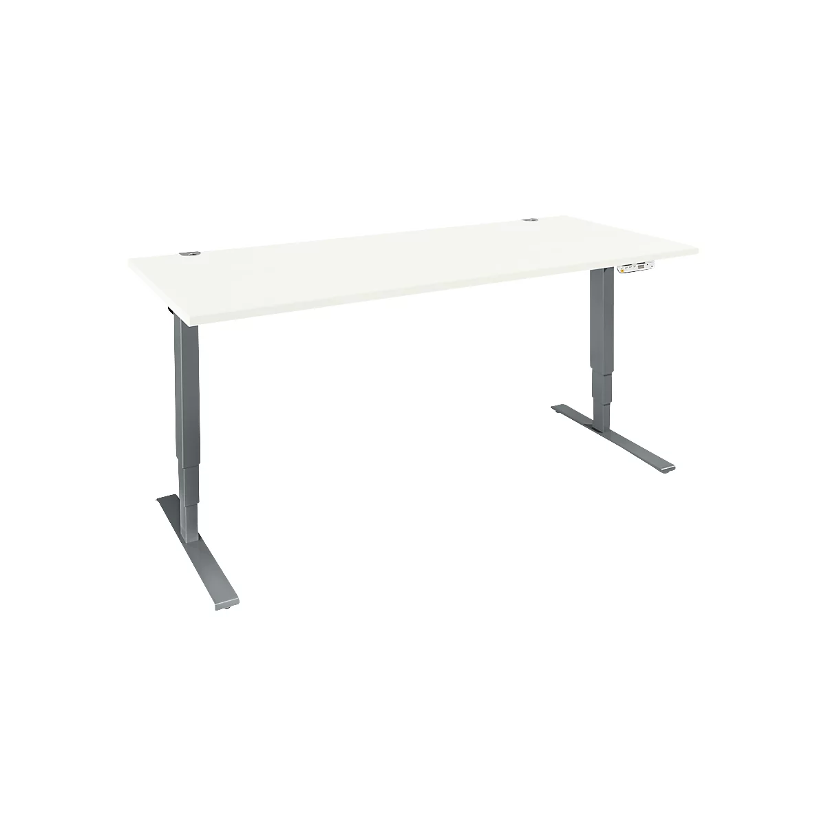 Schäfer Shop Genius Schreibtisch AERO FLEX, elektrisch höhenverstellbar, Rechteck, T-Fuß, B 1600 mm, weiß/antharzit + Memorypanel