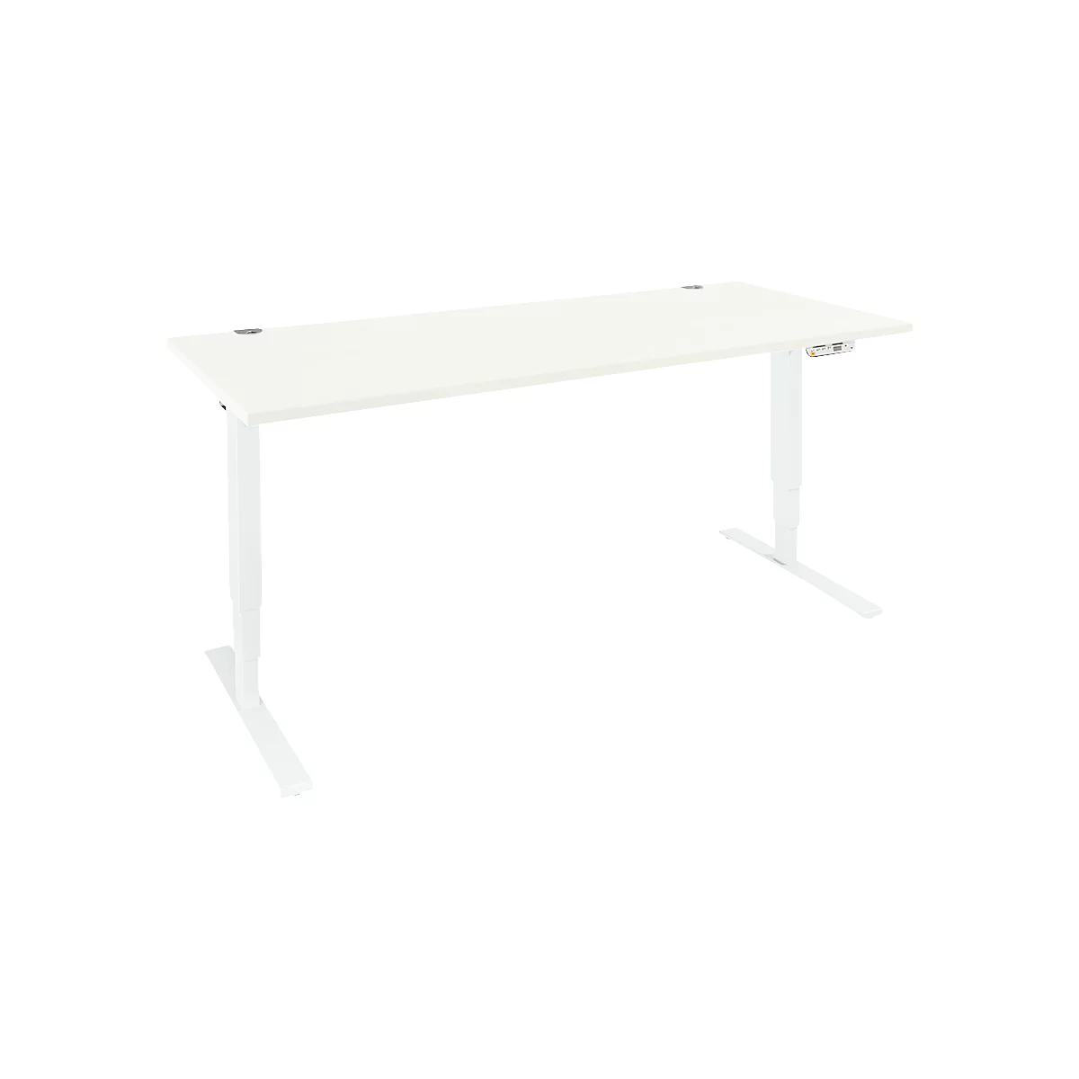 Schäfer Shop Genius Schreibtisch AERO FLEX, elektrisch höhenverstellbar, Rechteck, T-Fuß, B 1600 mm, weiß/weiß + Memorypanel
