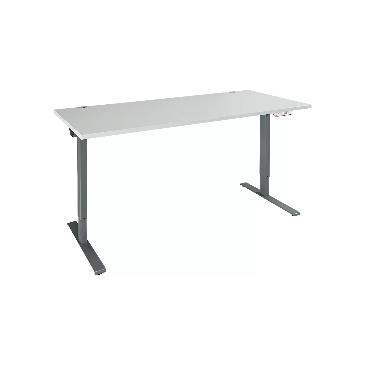 Schäfer Shop Genius Schreibtisch AERO FLEX, elektrisch höhenverstellbar, Rechteck, T-Fuß, B 1800 mm, lichtgrau/anthrazit + Memorypanel