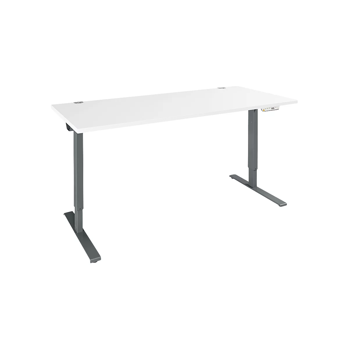Schäfer Shop Genius Schreibtisch AERO FLEX, elektrisch höhenverstellbar, Rechteck, T-Fuß, B 1800 mm, weiß/antharzit + Memorypanel