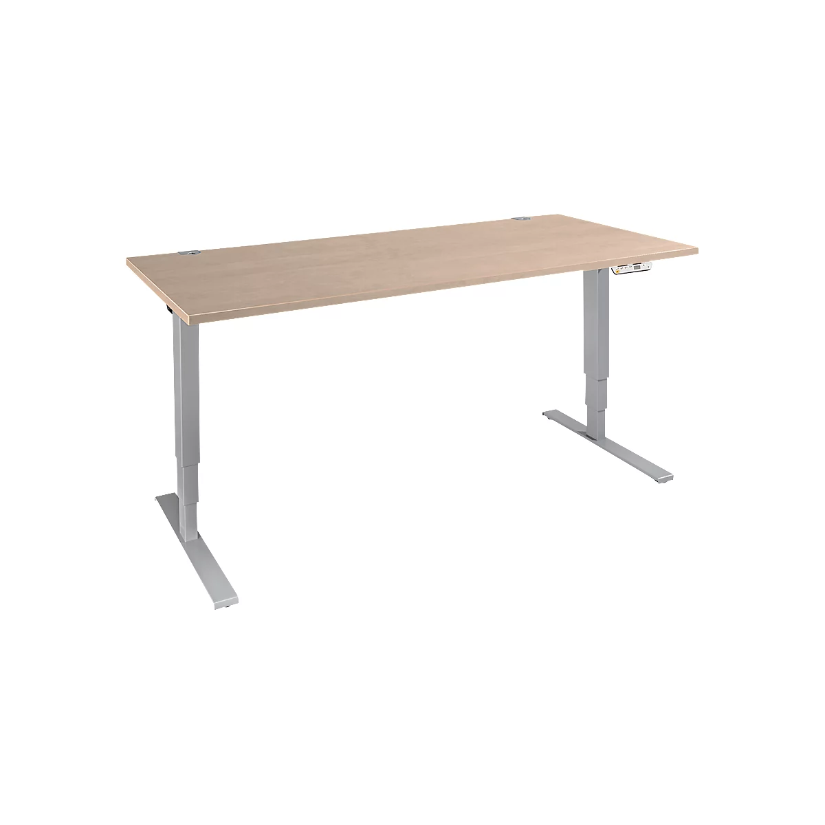 Schäfer Shop Genius Schreibtisch AERO FLEX, elektrisch höhenverstellbar, Rechteck, T-Fuß, B 1800 x T 800 x H 620-1280 mm, Eiche/weißalu + Memorypanel