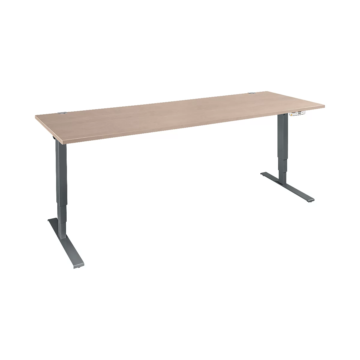Schäfer Shop Genius Schreibtisch AERO FLEX, elektrisch höhenverstellbar, Rechteck, T-Fuß, B 2000 mm, Eiche/anthrazit + Memorypanel