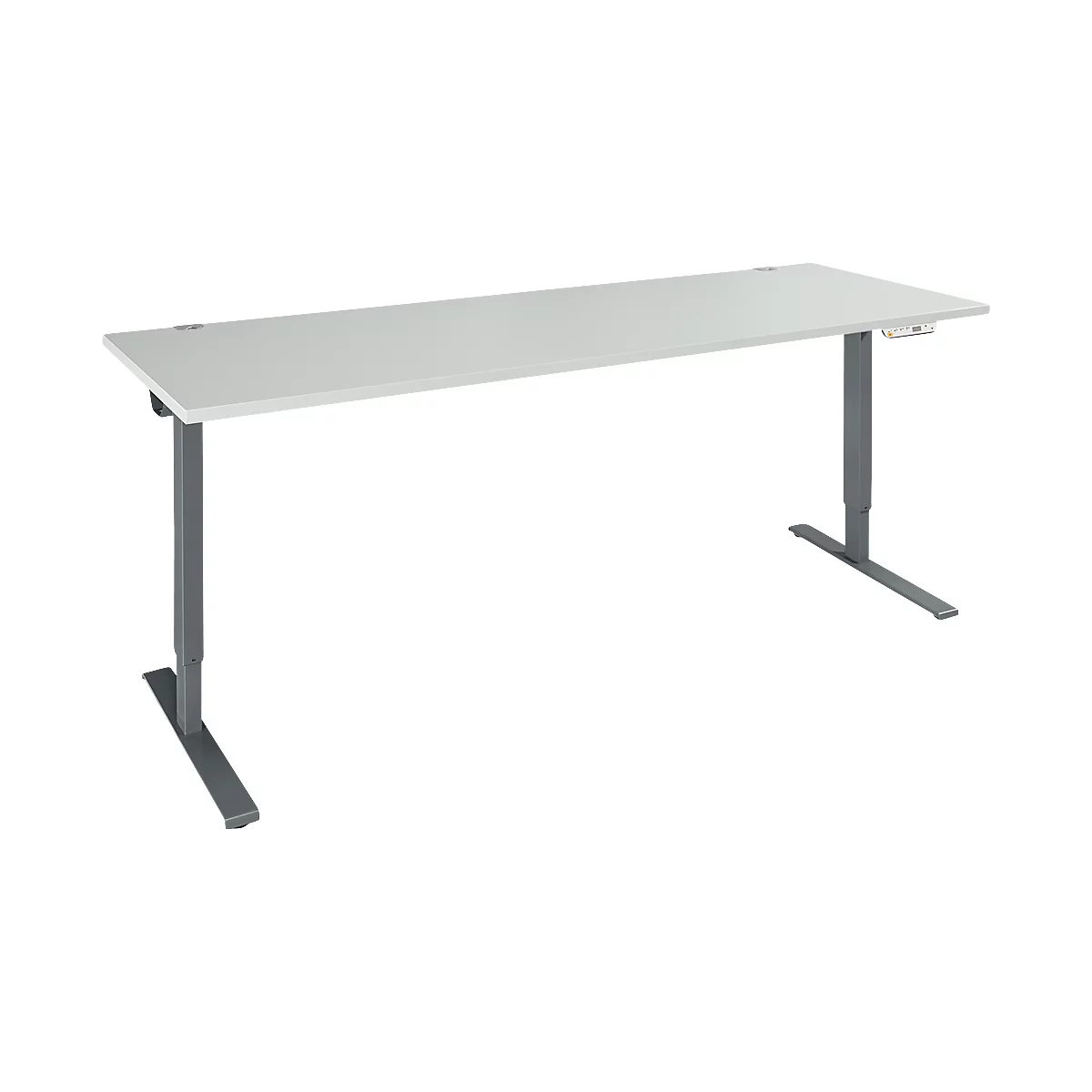 Schäfer Shop Genius Schreibtisch AERO FLEX, elektrisch höhenverstellbar, Rechteck, T-Fuß, B 2000 mm, lichtgrau/anthrazit + Memorypanel