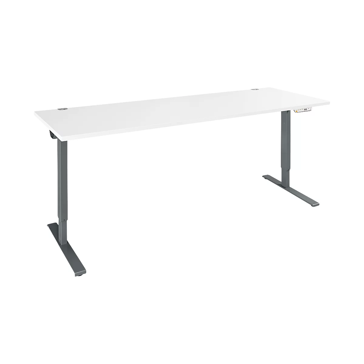 Schäfer Shop Genius Schreibtisch AERO FLEX, elektrisch höhenverstellbar, Rechteck, T-Fuß, B 2000 mm, weiß/antharzit + Memorypanel