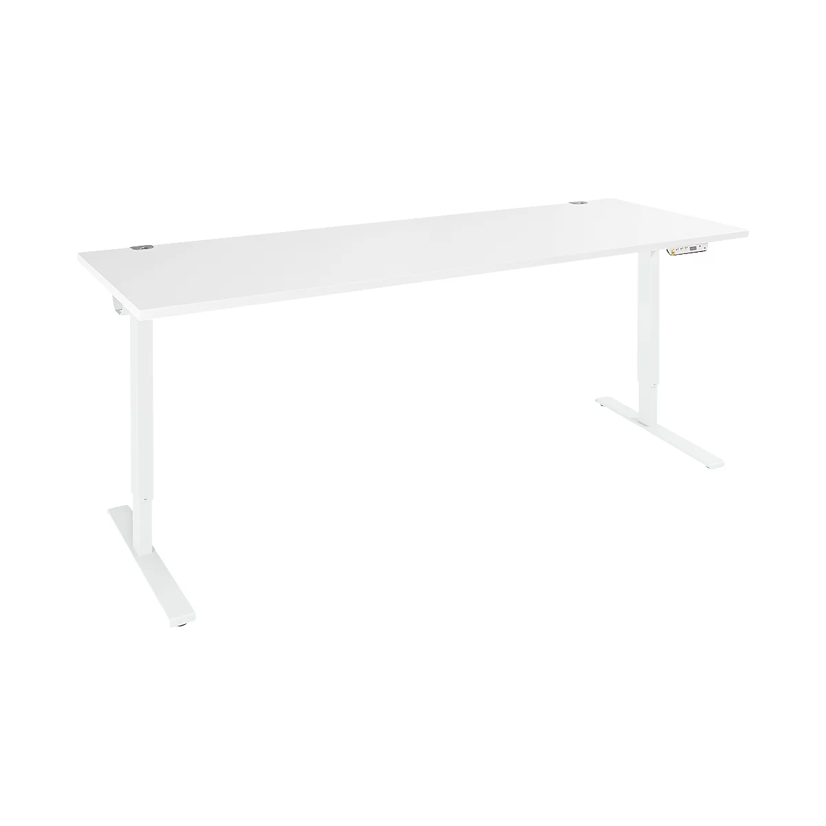 Schäfer Shop Genius Schreibtisch AERO FLEX, elektrisch höhenverstellbar, Rechteck, T-Fuß, B 2000 mm, weiß/weiß + Memorypanel