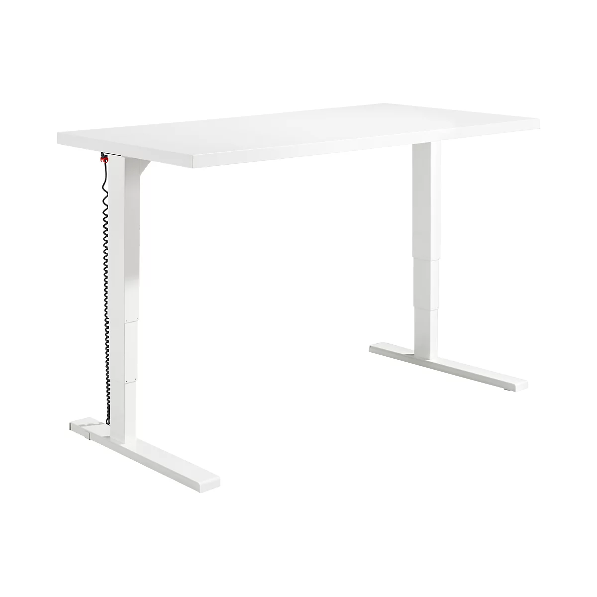Schäfer Shop Genius Schreibtisch Elements, elektrisch höhenverstellbar, Rechteck, C-Fuß, B 1600 x T 800 x H 645-1300 mm, weiß + Technikeinbau