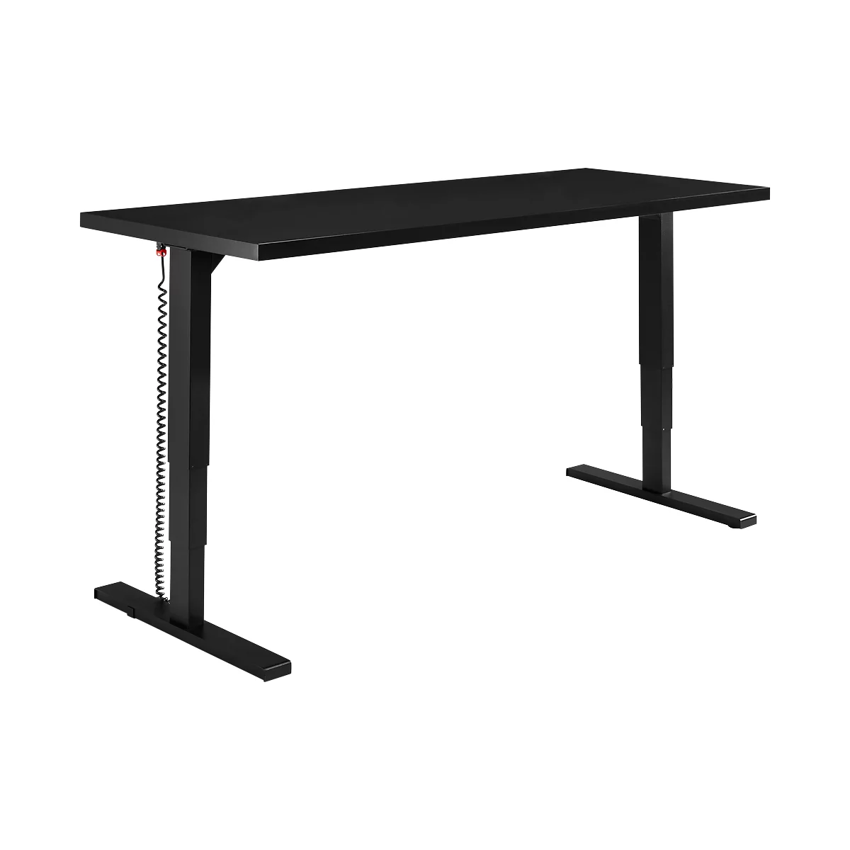 Schäfer Shop Genius Schreibtisch Elements, elektrisch höhenverstellbar, Rechteck, T-Fuß, B 1800 x T 800 x H 645-1300 mm, schwarz/weiß + Technikeinbau