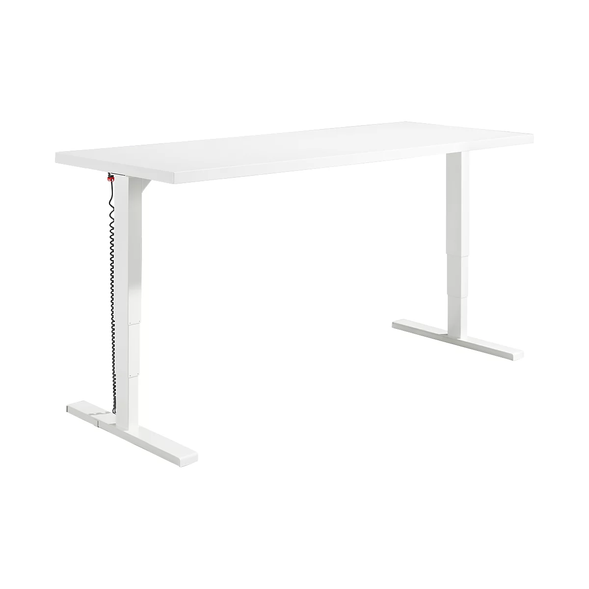Schäfer Shop Genius Schreibtisch Elements, elektrisch höhenverstellbar, Rechteck, T-Fuß, B 2000 x T 800 x H 645-1300 mm, weiß + Technikeinbau