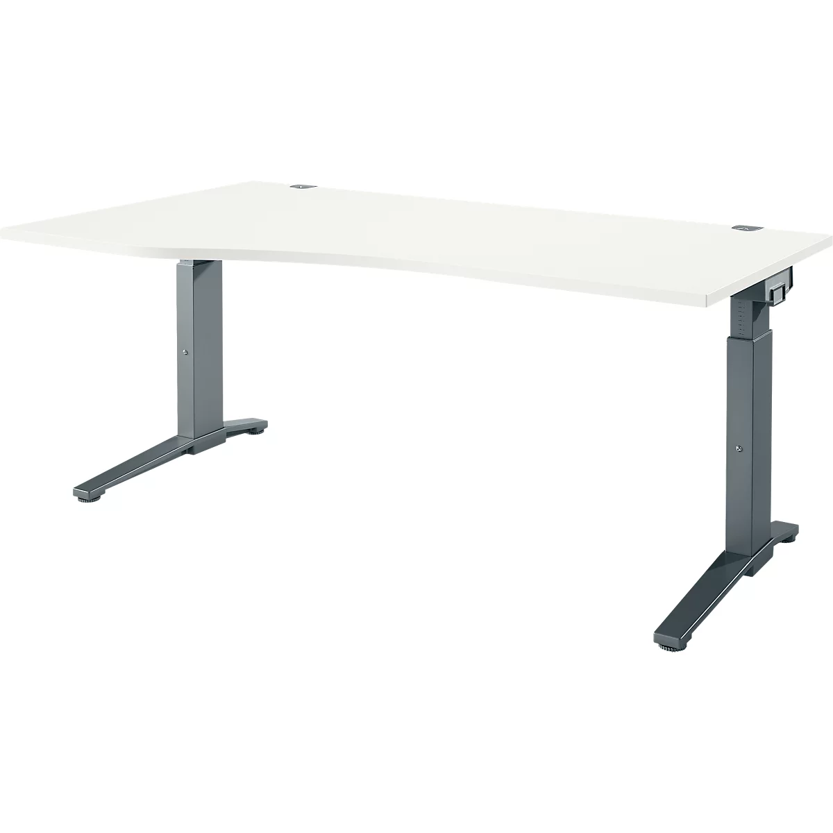 Schäfer Shop Genius Schreibtisch ERGOSTYLE S, manuell höhenverstellbar, Rechteck, C-Fuß, Ansatz links, B 1800 x T 800/1000 x H 675-895 mm, weiß/anthrazit