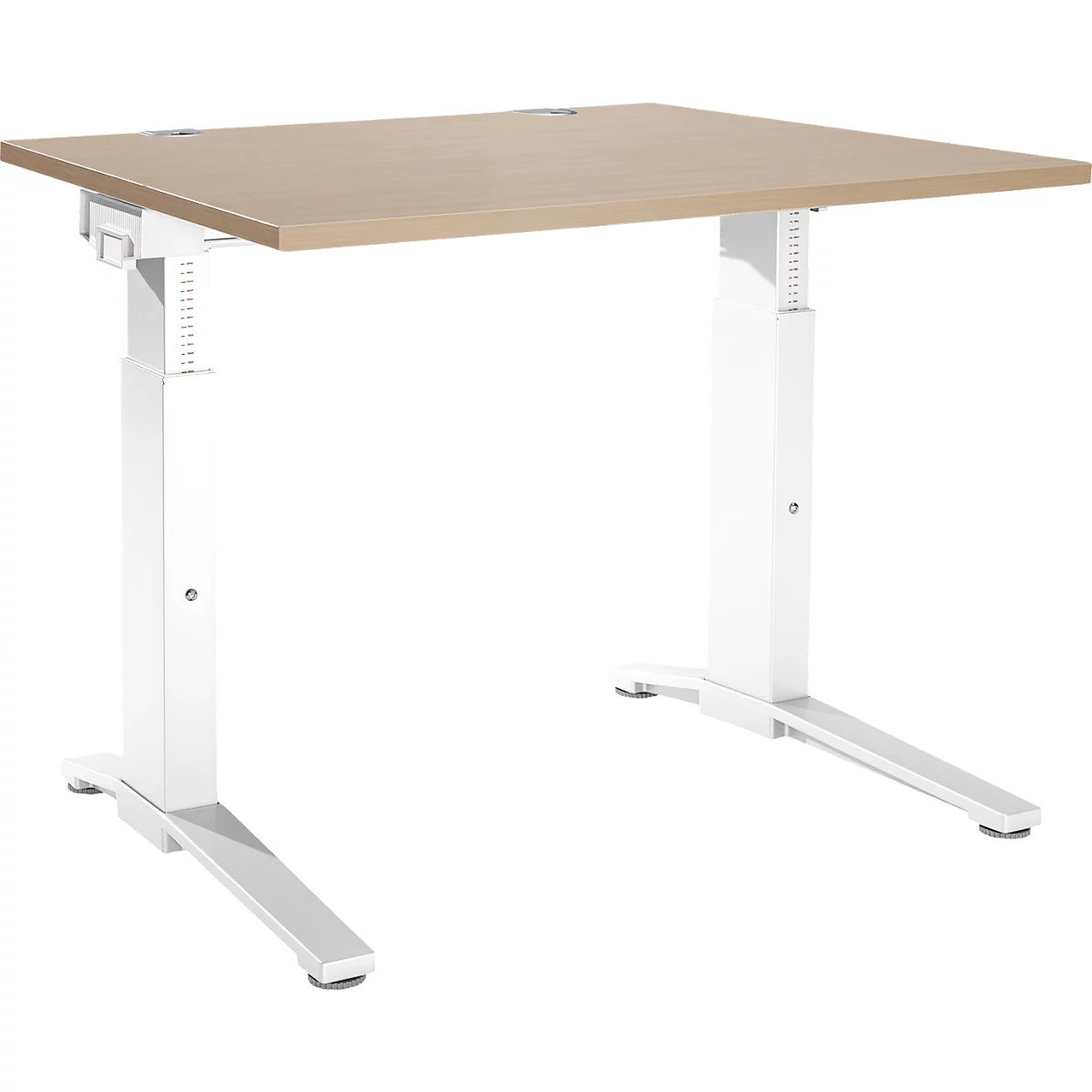 Schäfer Shop Genius Schreibtisch ERGOSTYLE S, manuell höhenverstellbar, Rechteck, C-Fuß, B 1200 x T 800 x H 675-895 mm, eiche/weiß