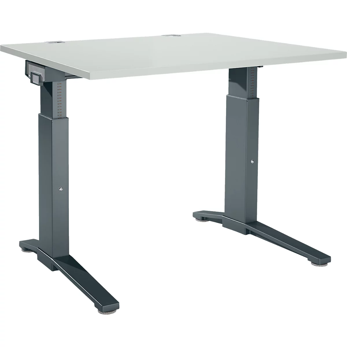 Schäfer Shop Genius Schreibtisch ERGOSTYLE S, manuell höhenverstellbar, Rechteck, C-Fuß, B 1200 x T 800 x H 675-895 mm, lichtgrau/anthrazit