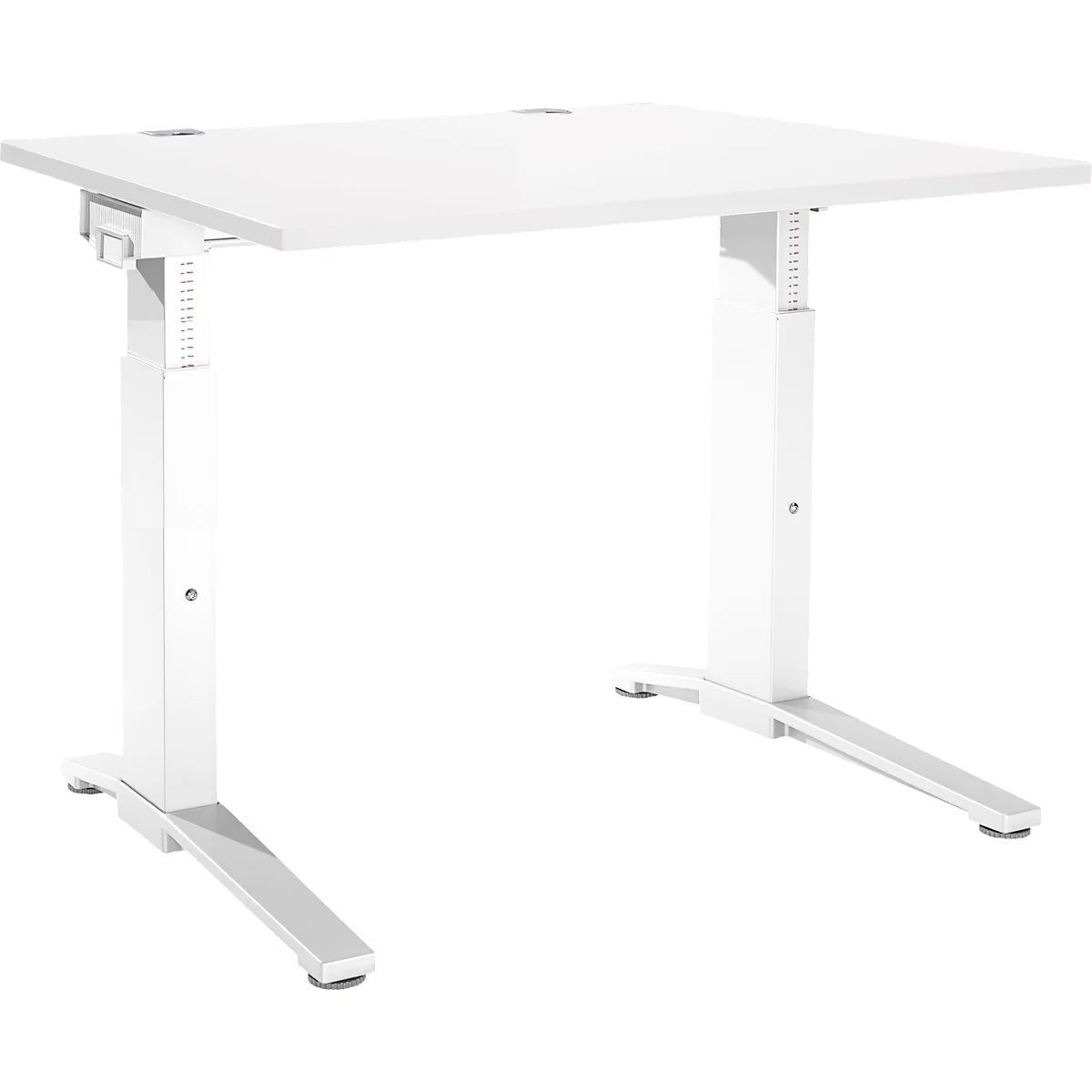Schäfer Shop Genius Schreibtisch ERGOSTYLE S, manuell höhenverstellbar, Rechteck, C-Fuß, B 1200 x T 800 x H 675-895 mm, weiß/weiß