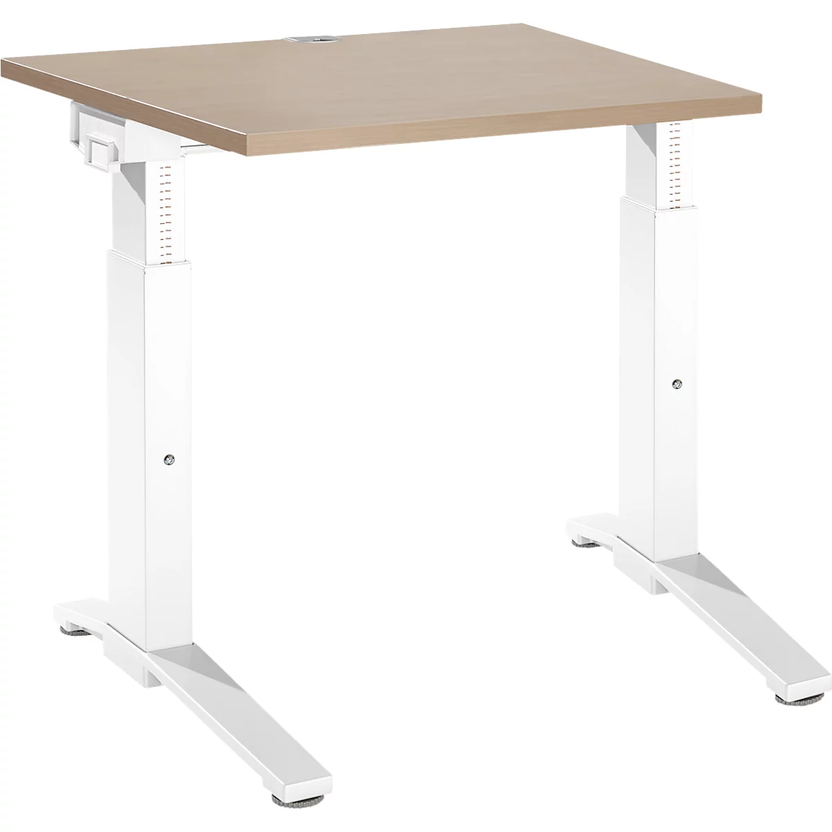 Schäfer Shop Genius Schreibtisch ERGOSTYLE S, manuell höhenverstellbar, Rechteck, C-Fuß, B 800 x T 800 x H 675-895 mm, eiche/weiß