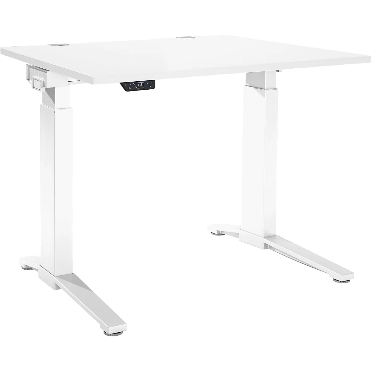 Schäfer Shop Genius Schreibtisch ERGOSTYLE S, Rechteck, elektrisch höhenverstellbar, einstufig, C-Fuß, B 1200 x T 800 x H 715-1182 mm, inkl. Memory Master, weiß/weiß