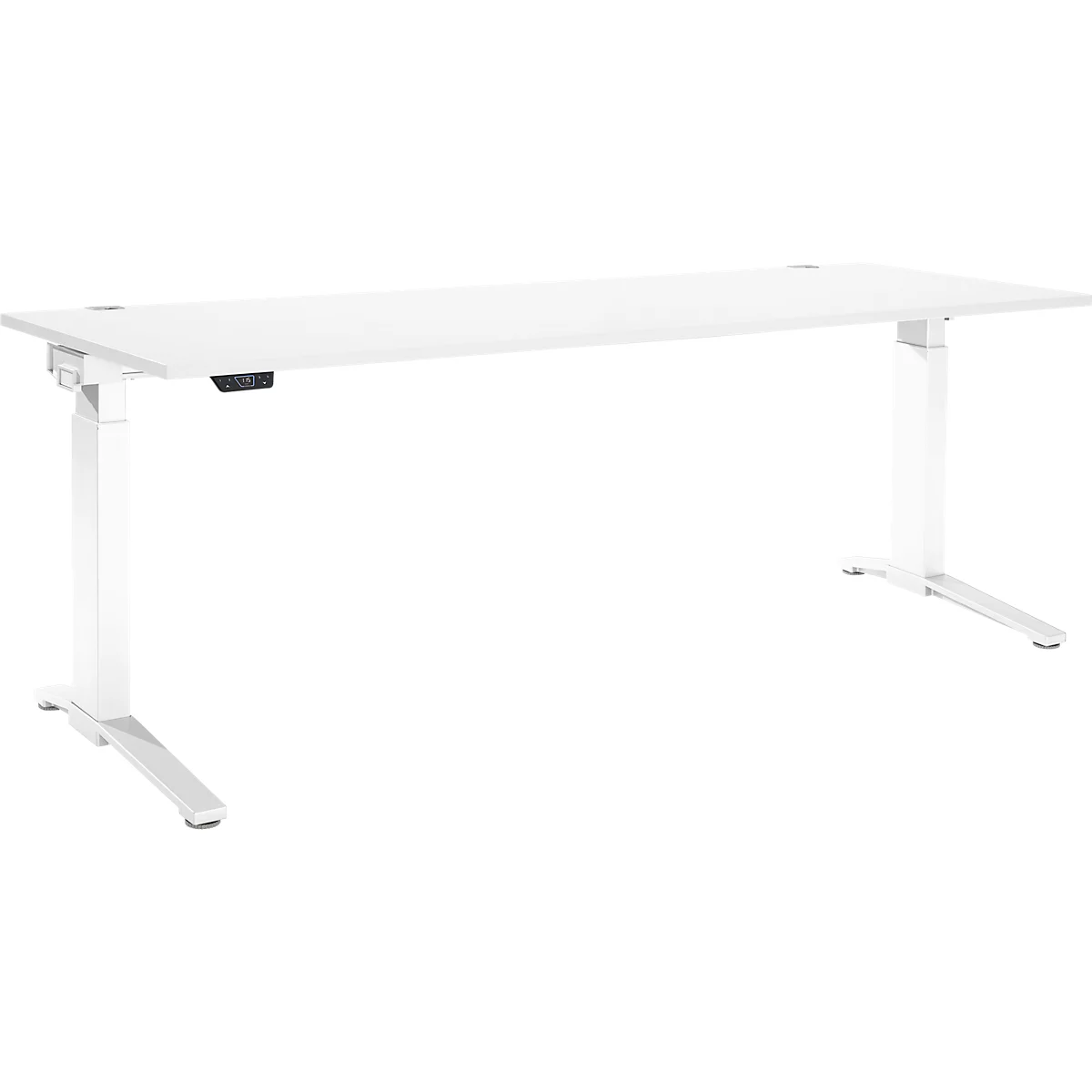 Schäfer Shop Genius Schreibtisch ERGOSTYLE S, Rechteck, elektrisch höhenverstellbar, einstufig, C-Fuß, B 2000 x T 800 x H 715-1182 mm, inkl. Memory Master, weiß/weiß