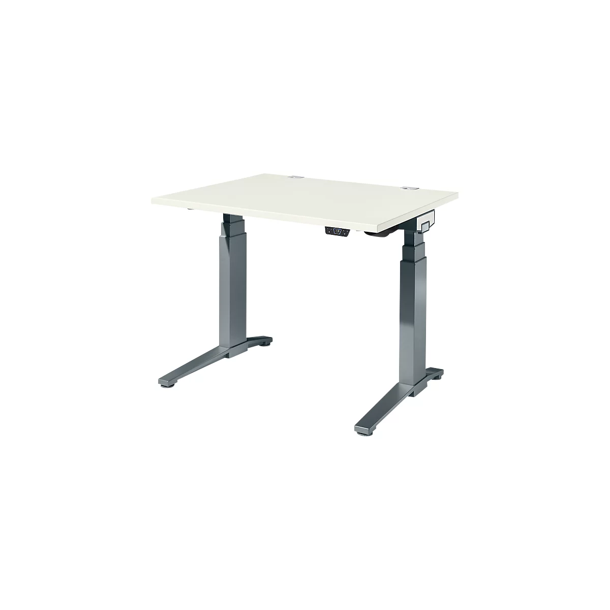 Schäfer Shop Genius Schreibtisch ERGOSTYLE S, Rechteck, elektrisch höhenverstellbar, zweistufig, C-Fuß, B 1200 x T 800 x H 635-1305 mm, inkl. Memory Master, weiß/anthrazit