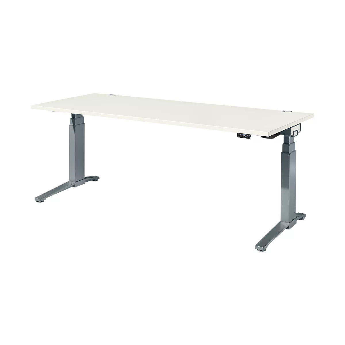 Schäfer Shop Genius Schreibtisch ERGOSTYLE S, Rechteck, elektrisch höhenverstellbar, zweistufig, C-Fuß, B 2000 x T 800 x H 635-1305 mm, inkl. Memory Master, weiß/anthrazit