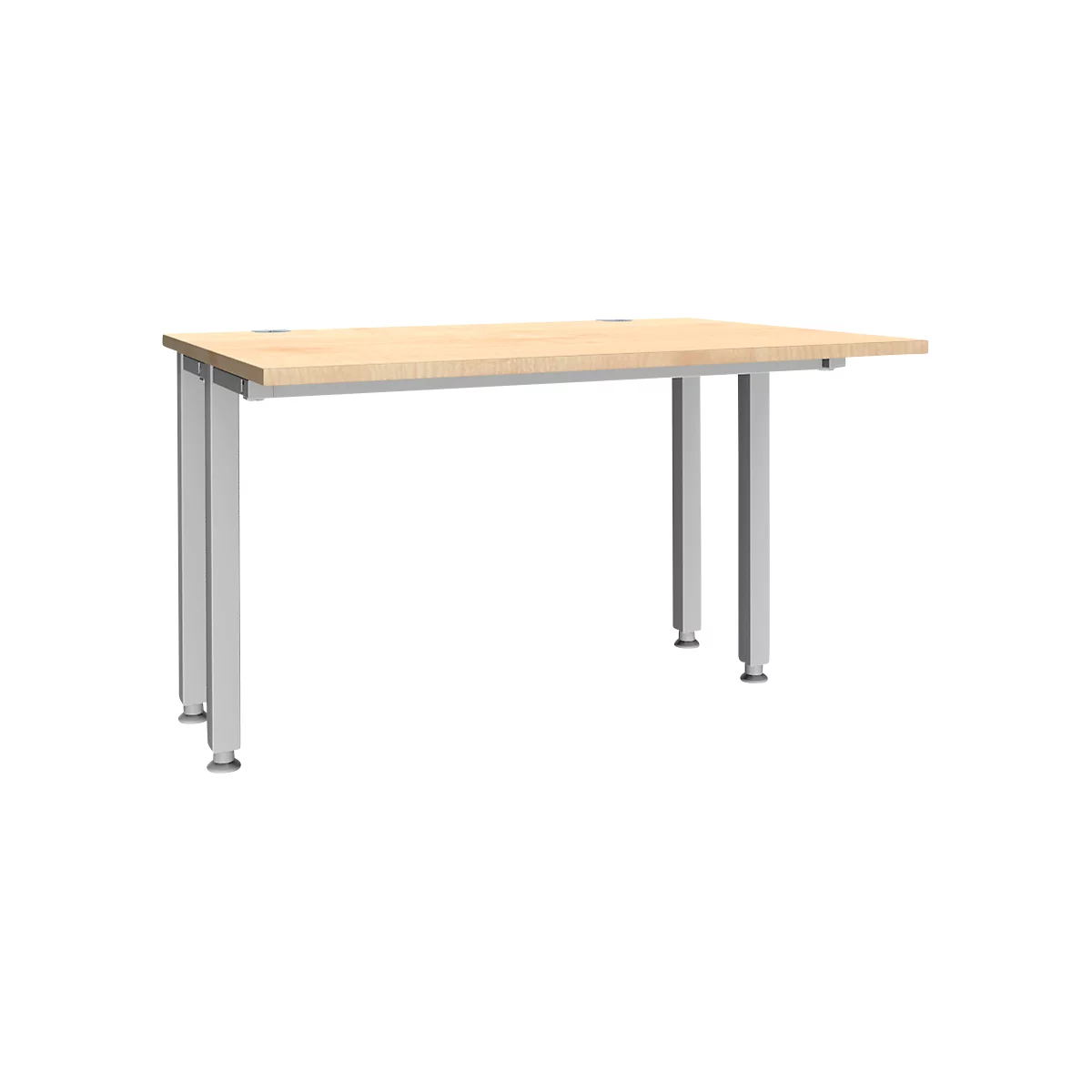 Schäfer Shop Genius Schreibtisch MODENA FLEX, 4-Fuß-Quadratrohr, verkürzte Seitenteile, B 1200 mm, ahorn