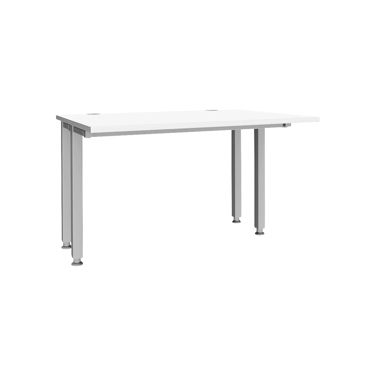 Schäfer Shop Genius Schreibtisch MODENA FLEX, 4-Fuß-Quadratrohr, verkürzte Seitenteile, B 1200 mm, weiß