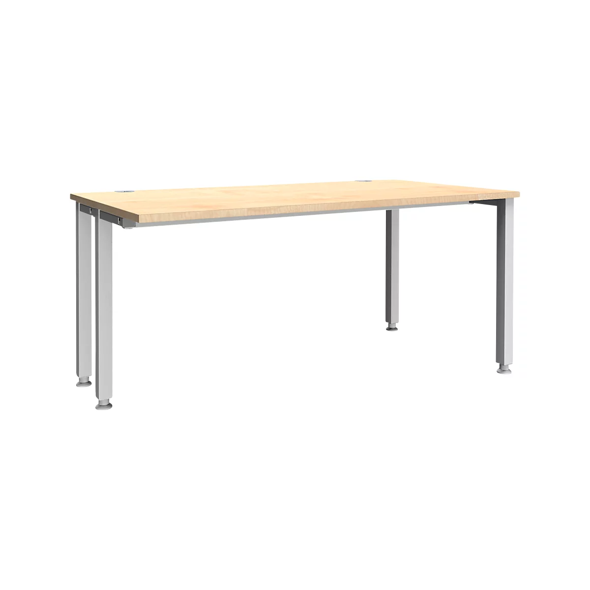 Schäfer Shop Genius Schreibtisch MODENA FLEX, 4-Fuß-Quadratrohr, verkürzte Seitenteile, B 1600 mm, ahorn