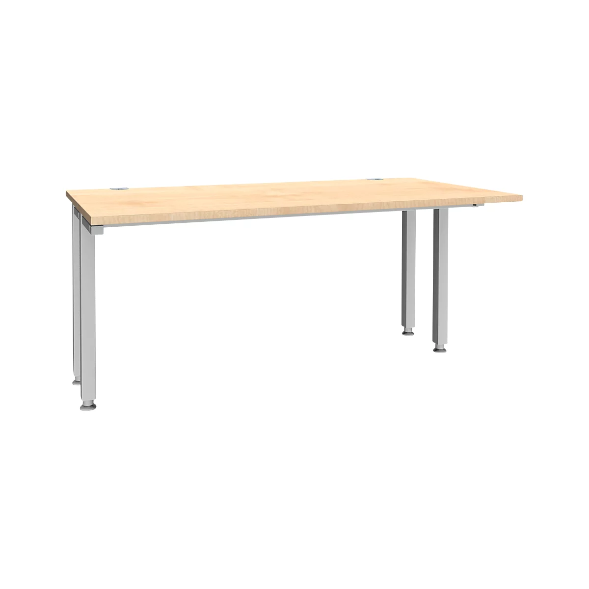 Schäfer Shop Genius Schreibtisch MODENA FLEX, 4-Fuß-Quadratrohr, verkürzte Seitenteile, B 1600 mm, ahorn