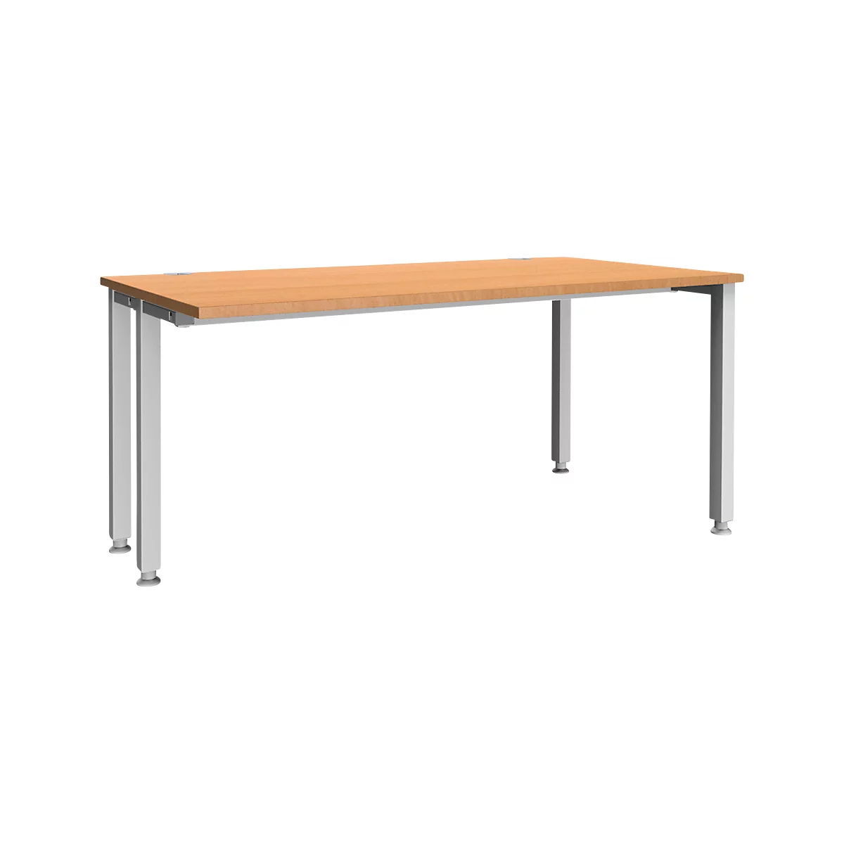 Schäfer Shop Genius Schreibtisch MODENA FLEX, 4-Fuß-Quadratrohr, verkürzte Seitenteile, B 1600 mm, buche