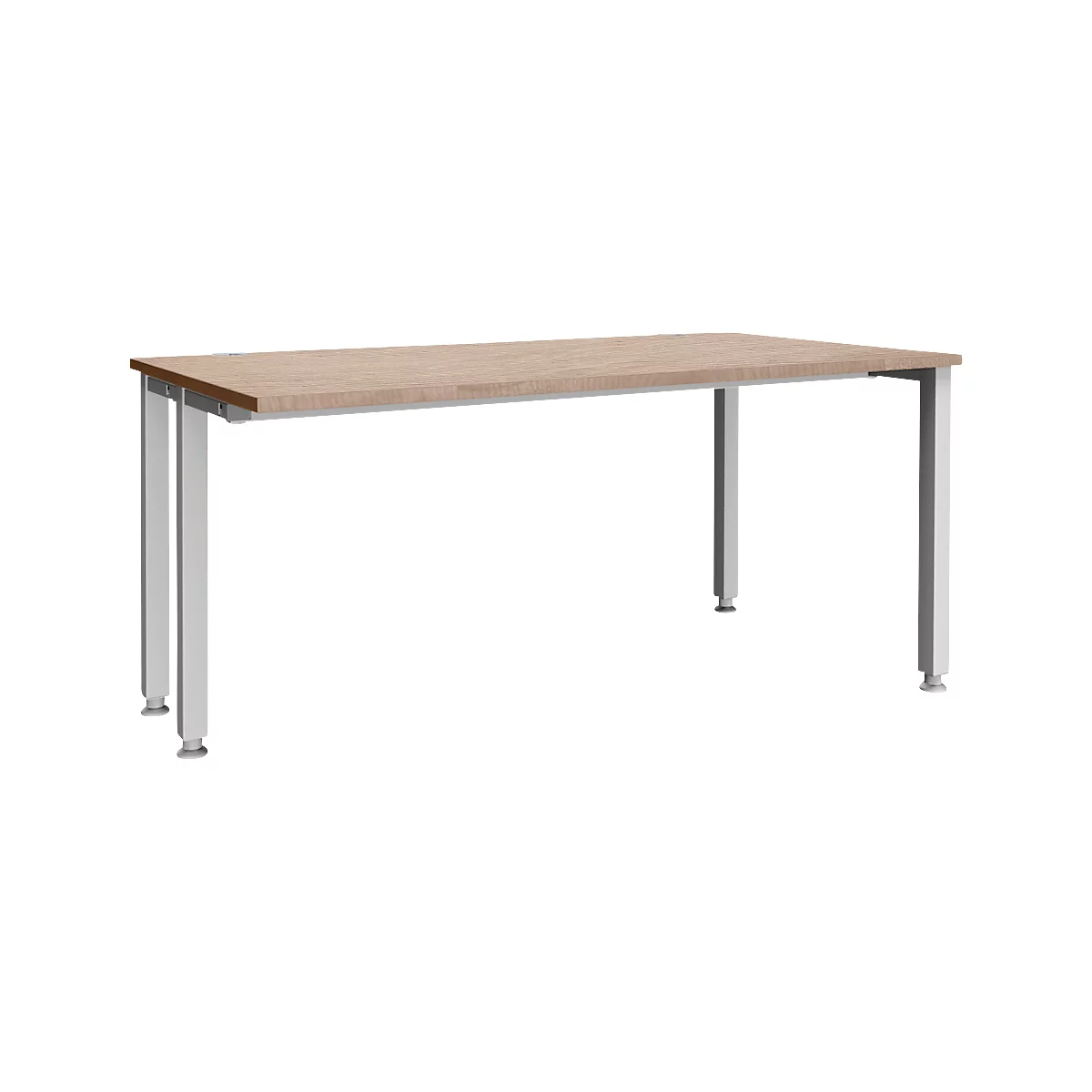 Schäfer Shop Genius Schreibtisch MODENA FLEX, 4-Fuß-Quadratrohr, verkürzte Seitenteile, B 1600 mm, Eiche-Dekor