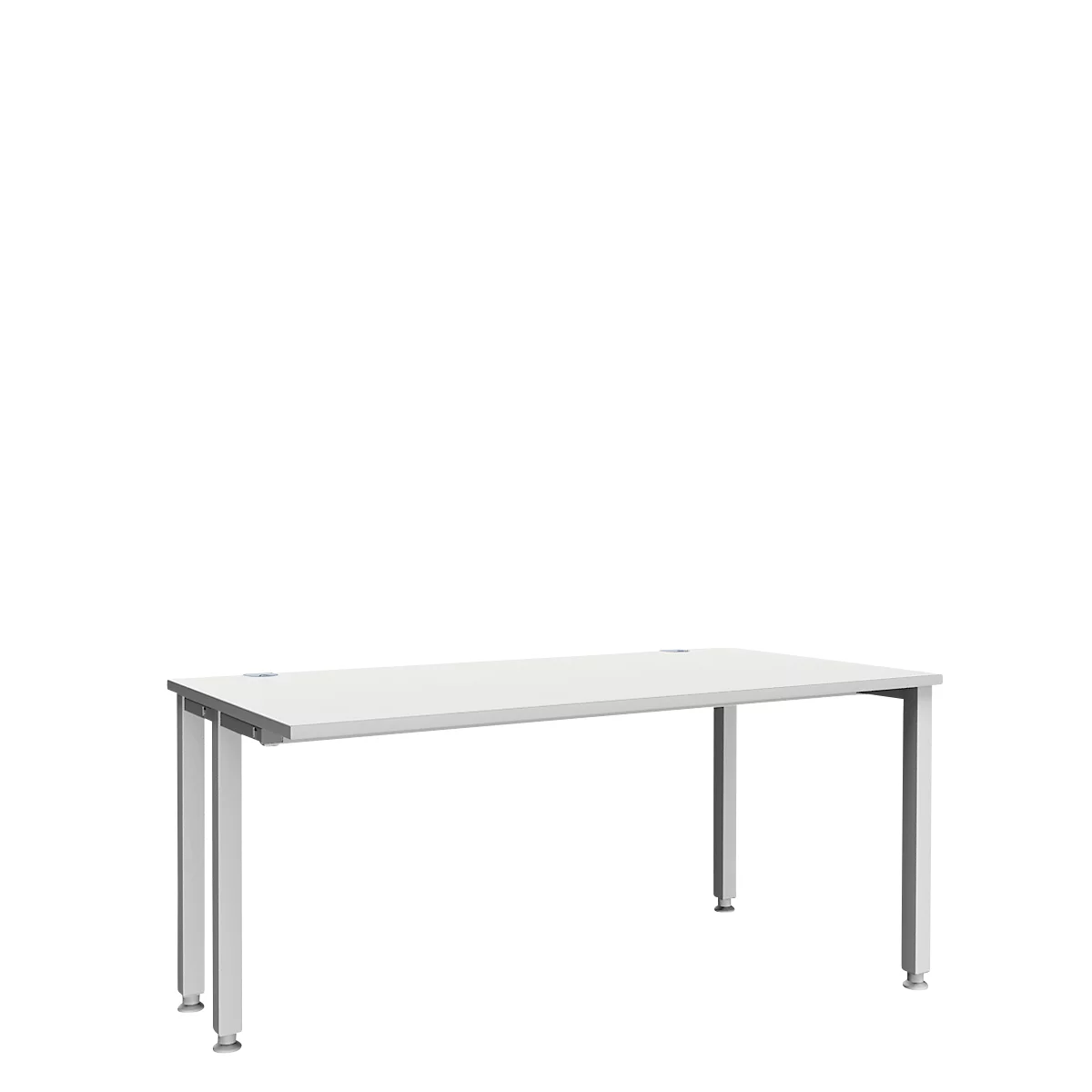 Schäfer Shop Genius Schreibtisch MODENA FLEX, 4-Fuß-Quadratrohr, verkürzte Seitenteile, B 1600 mm, lichtgrau