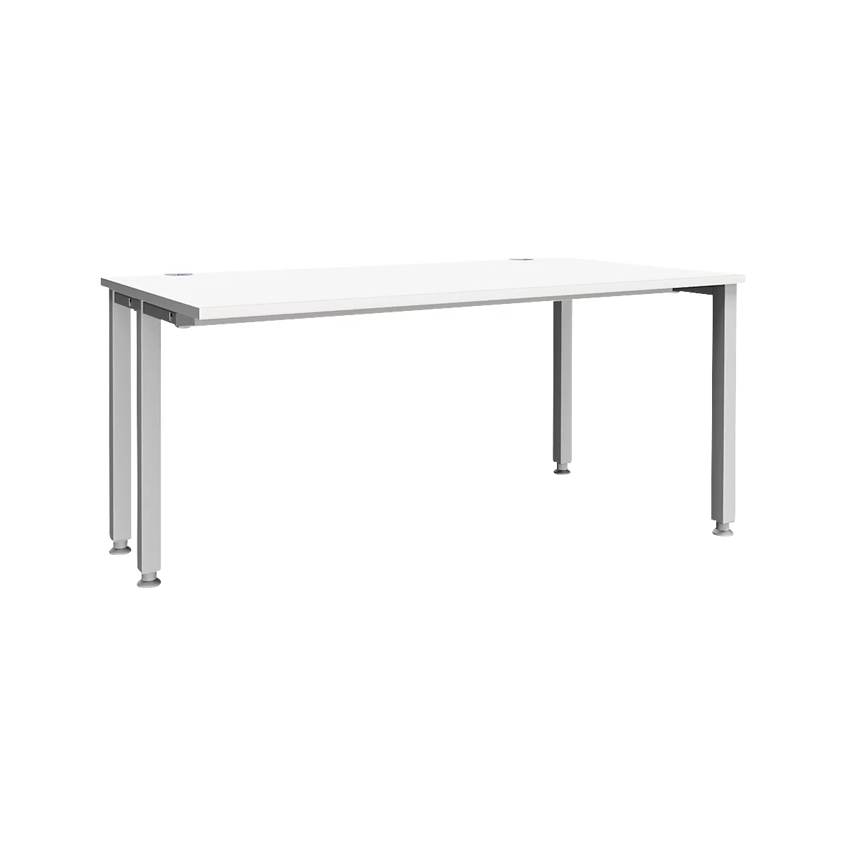 Schäfer Shop Genius Schreibtisch MODENA FLEX, 4-Fuß-Quadratrohr, verkürzte Seitenteile, B 1600 mm, weiß