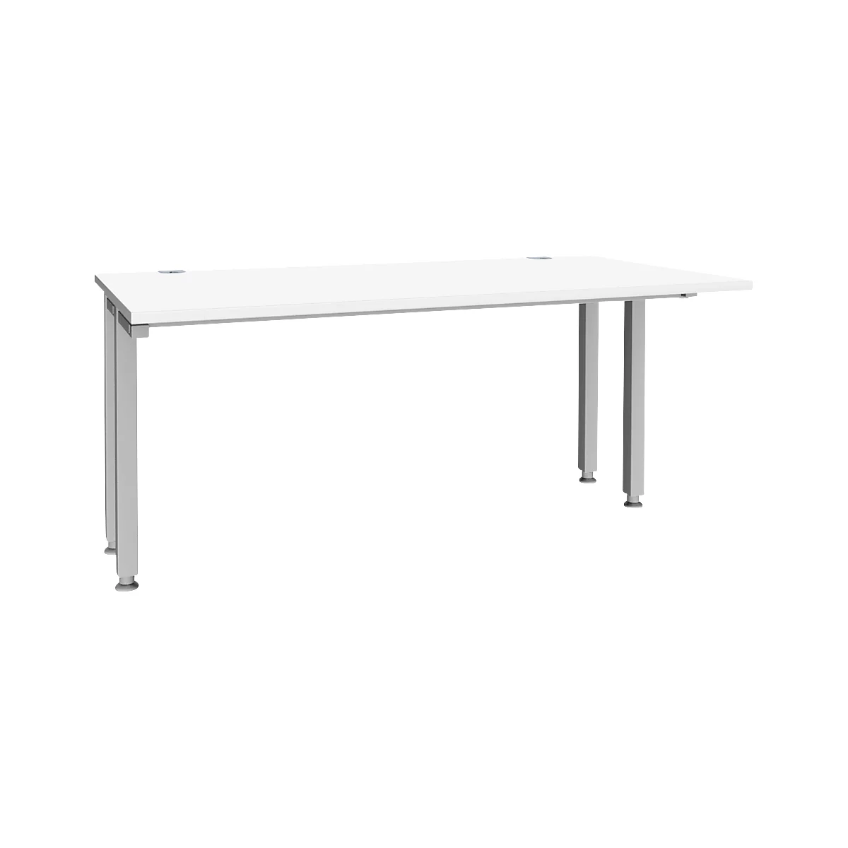 Schäfer Shop Genius Schreibtisch MODENA FLEX, 4-Fuß-Quadratrohr, verkürzte Seitenteile, B 1600 mm, weiß