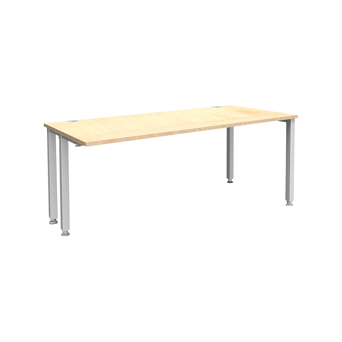 Schäfer Shop Genius Schreibtisch MODENA FLEX, 4-Fuß-Quadratrohr, verkürzte Seitenteile, B 1800 mm, ahorn